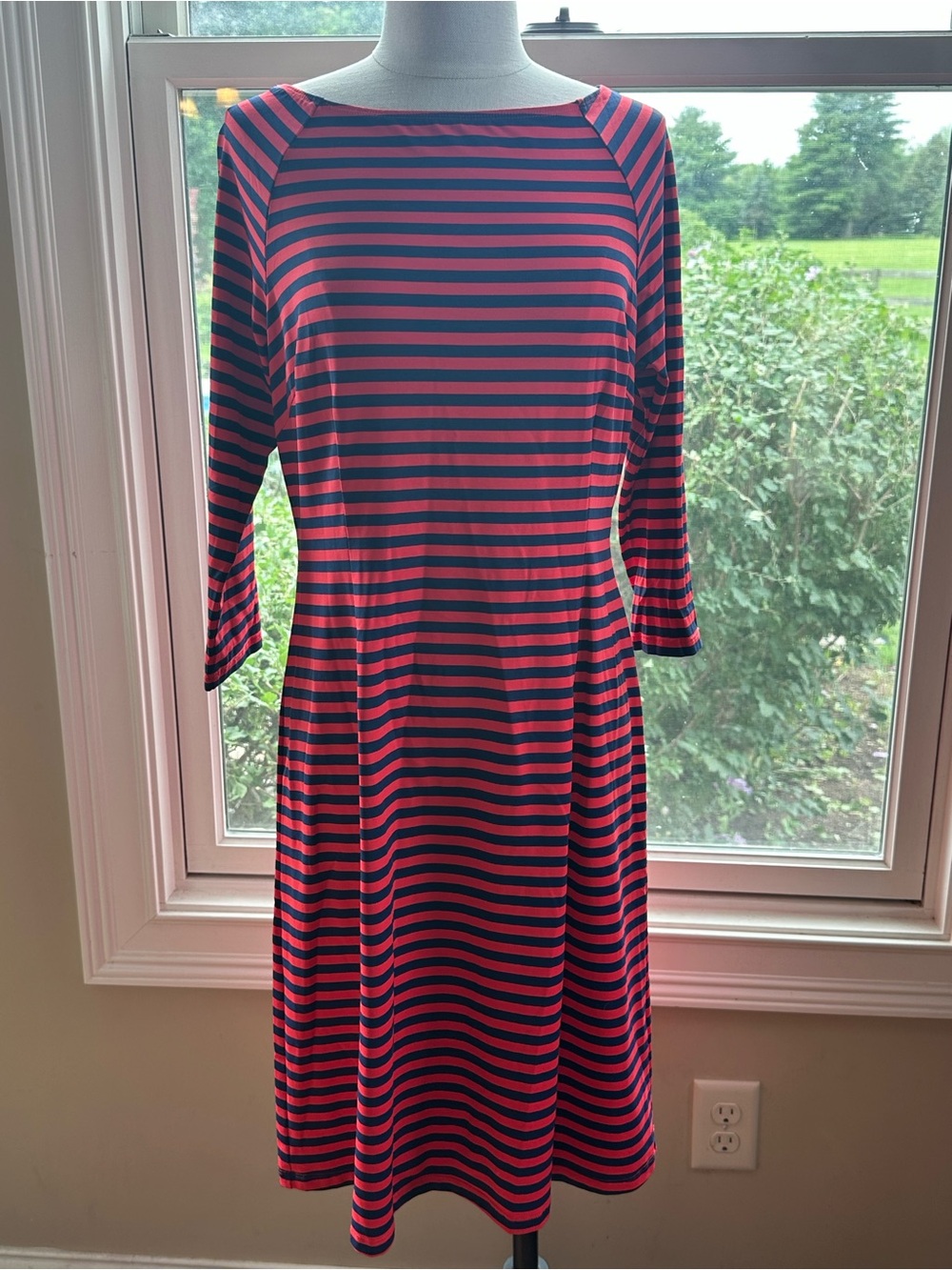 J. McLaughlin Catalina Cloth Red/Navy‎ Striped Dress
